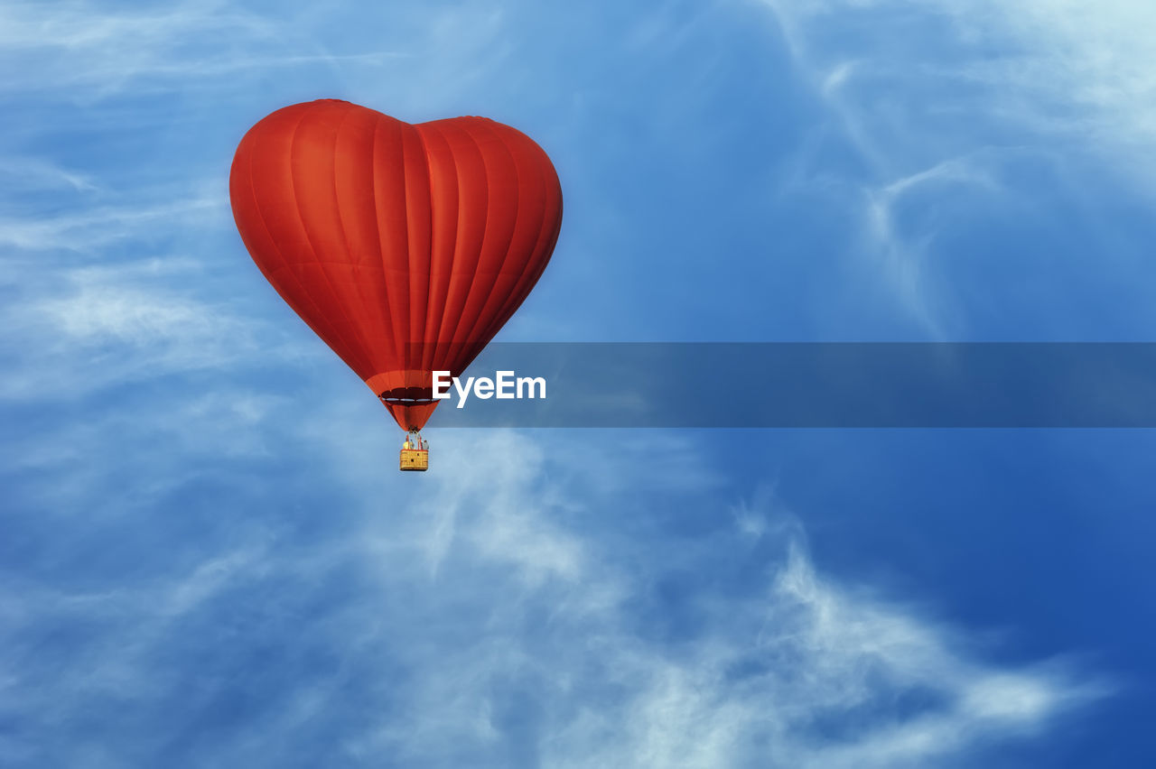 Low angle view of hot air balloon against sky