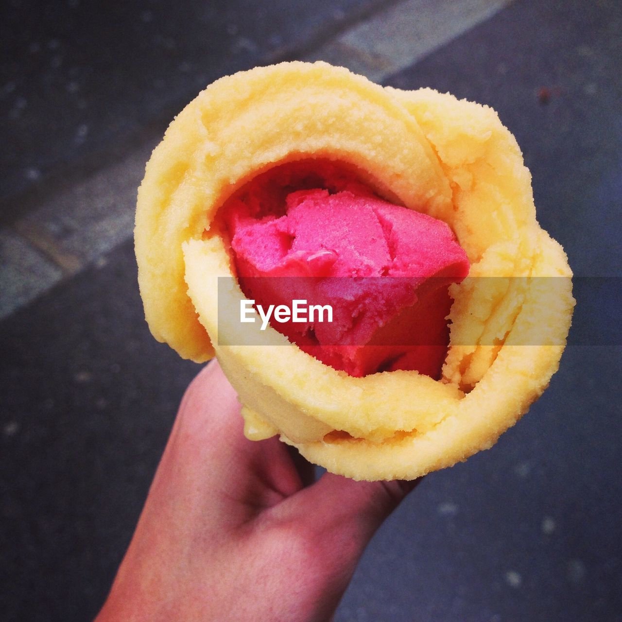 Person holding ice cream