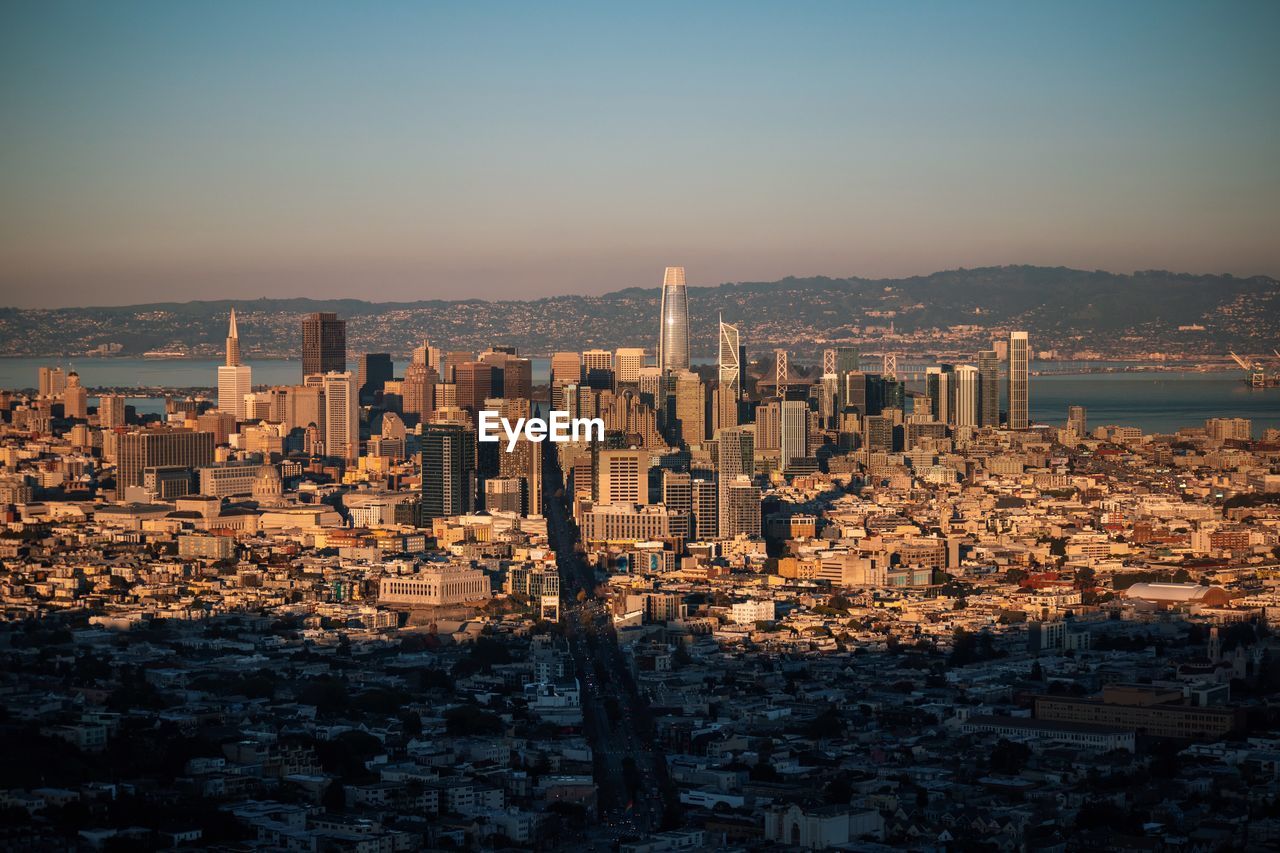 Twin peaks view of buildings in san francisco