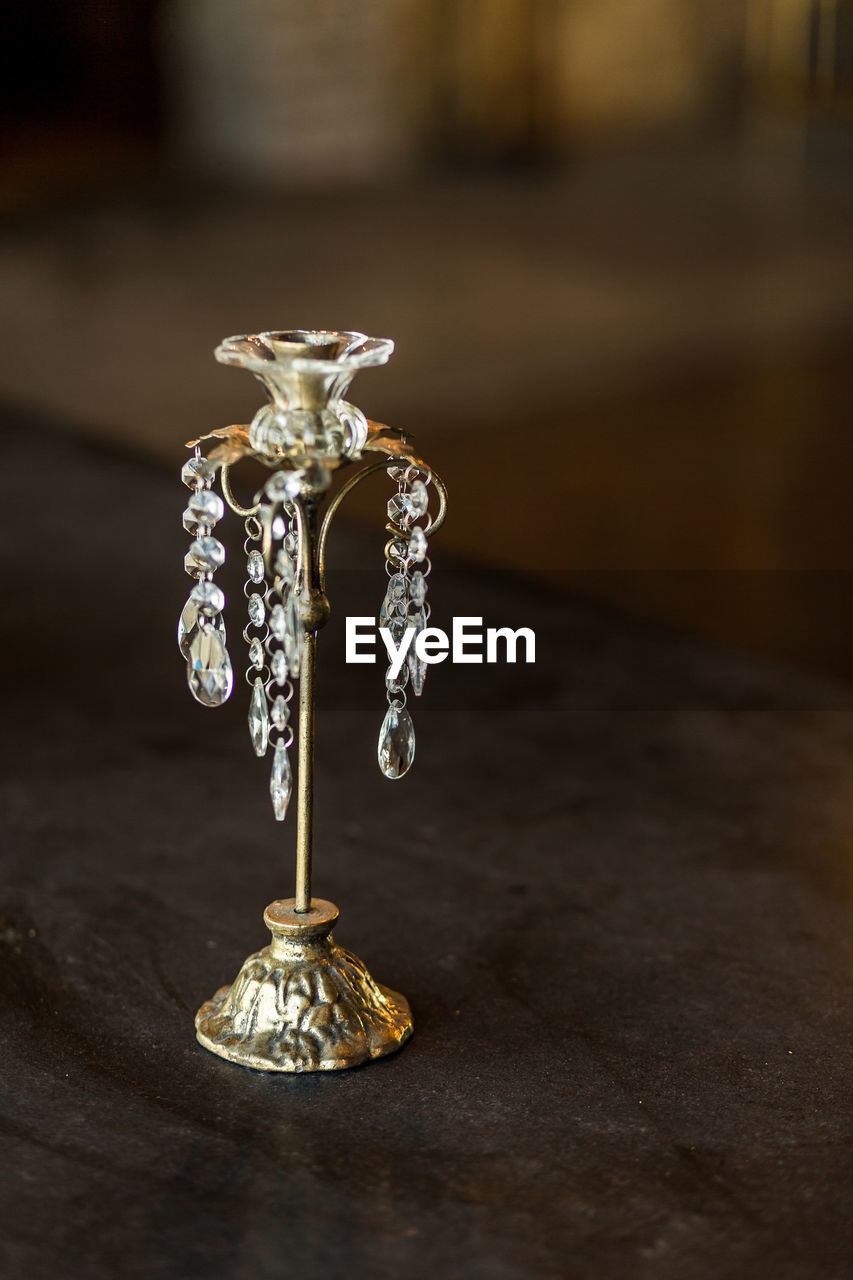 Close-up of illuminated decoration on table