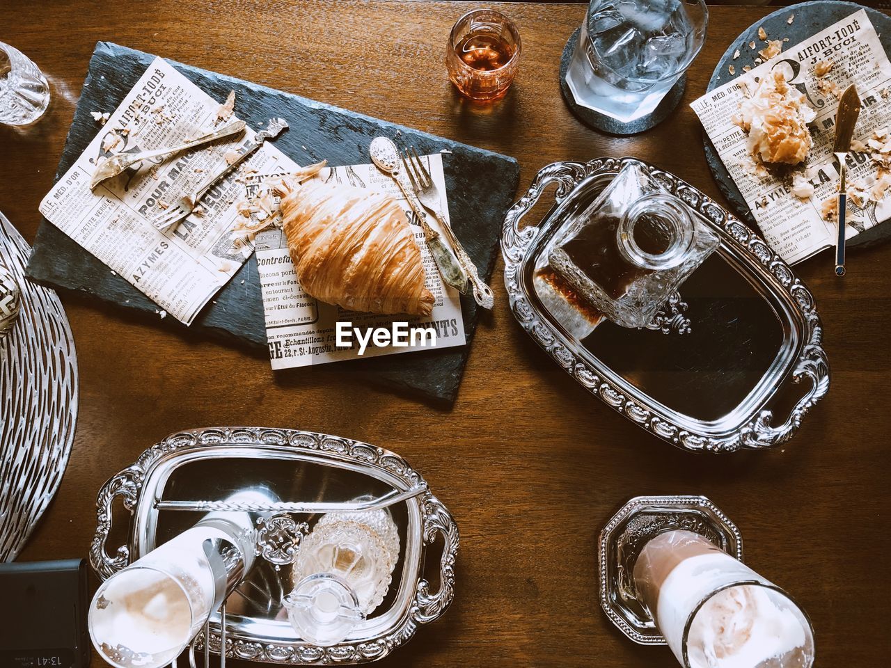 High angle view of food on table