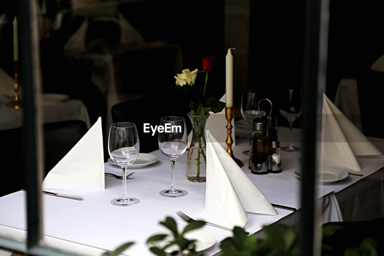 High angle view of table at restaurant