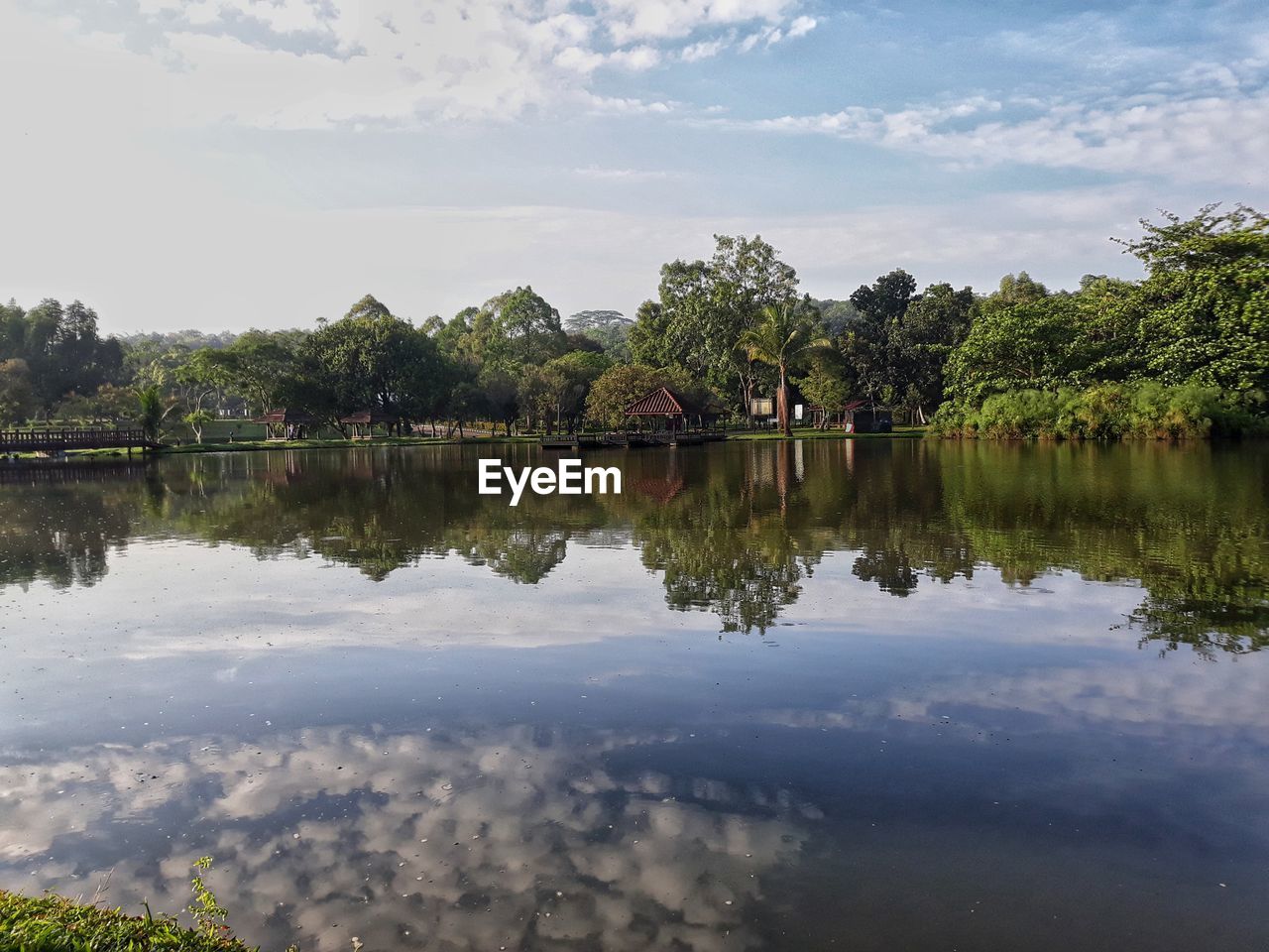 Scenic view of lake against sky