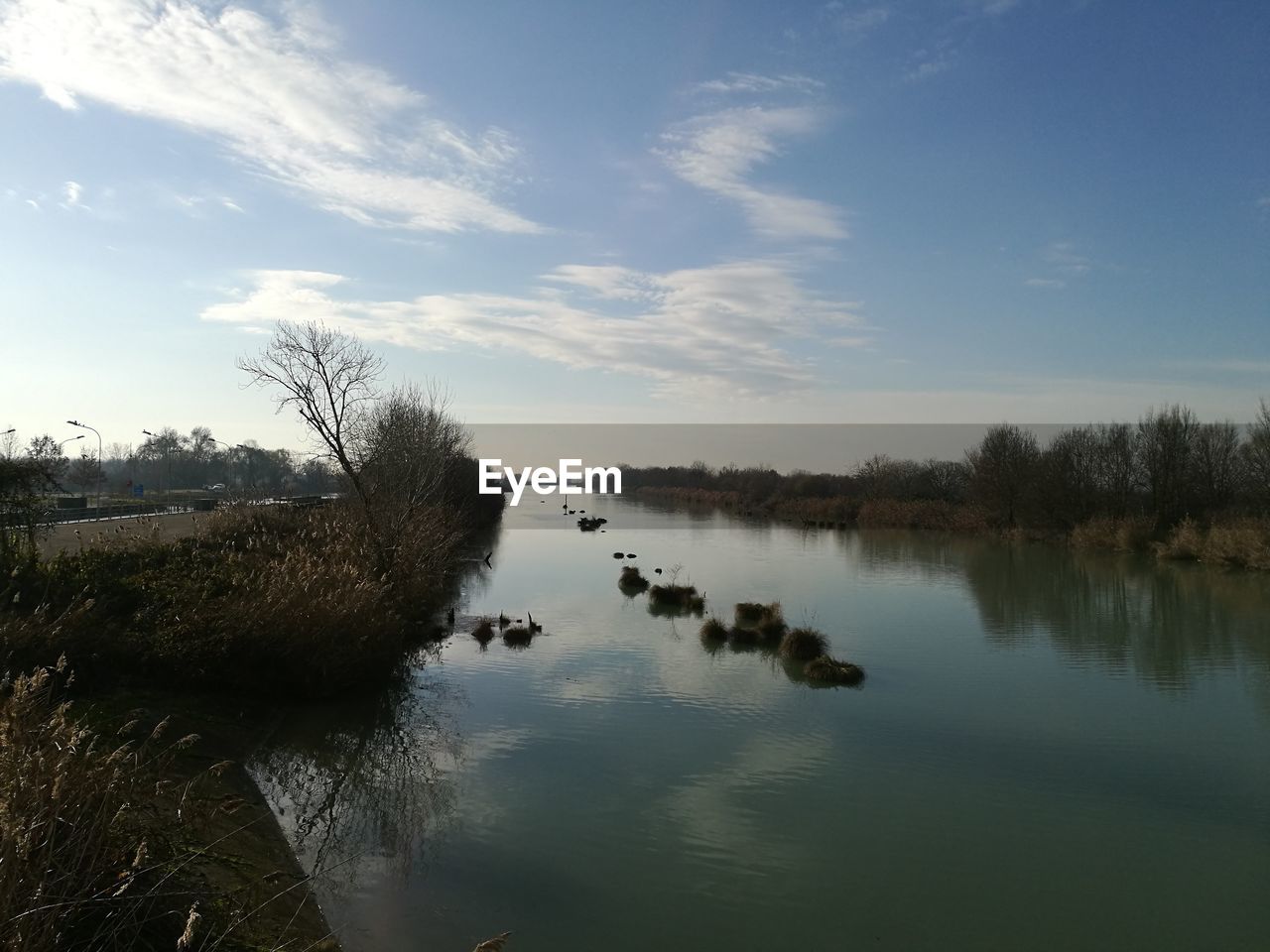 Scenic view of lake against sky