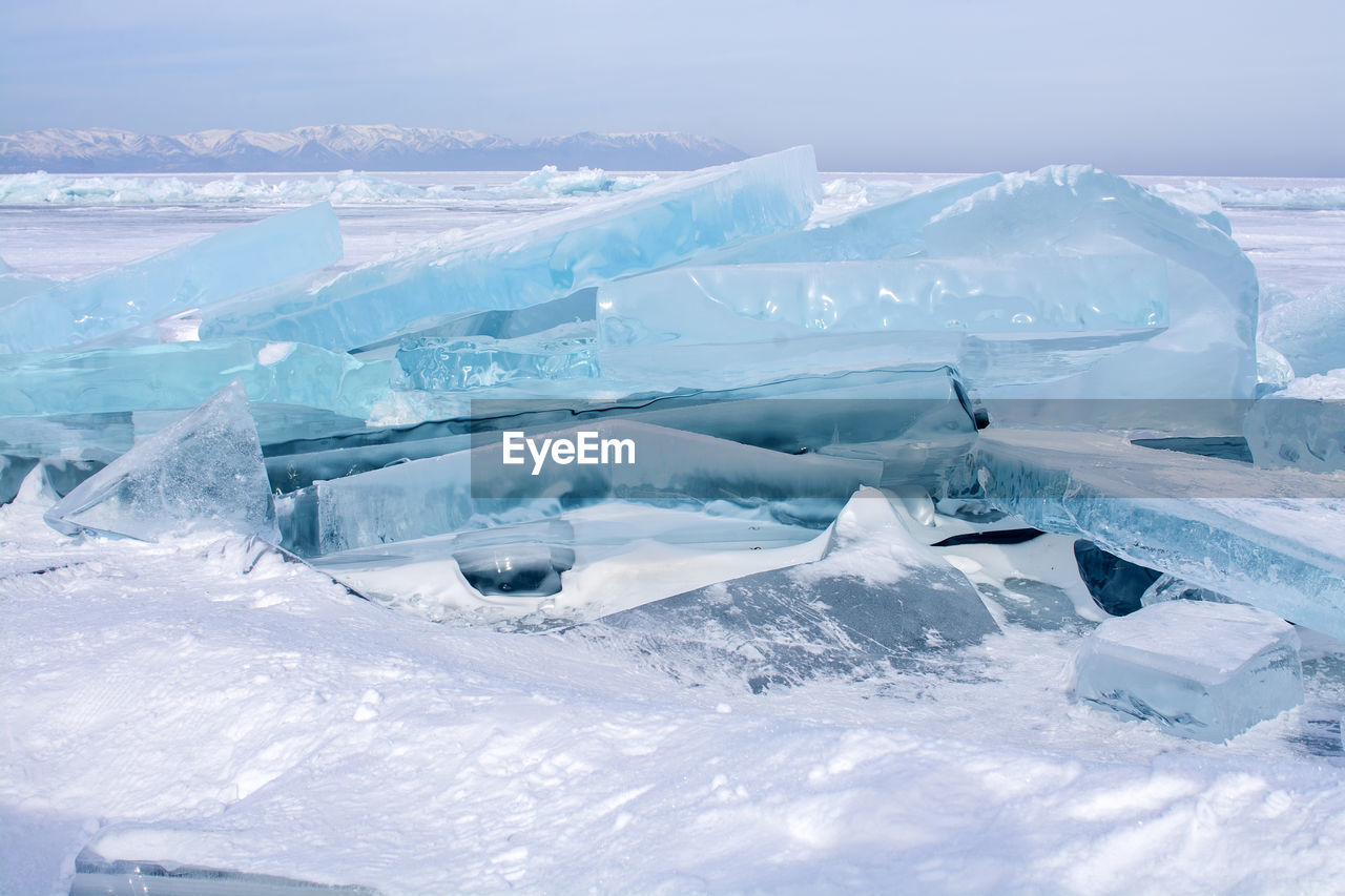 Aerial view of snow covered landscape