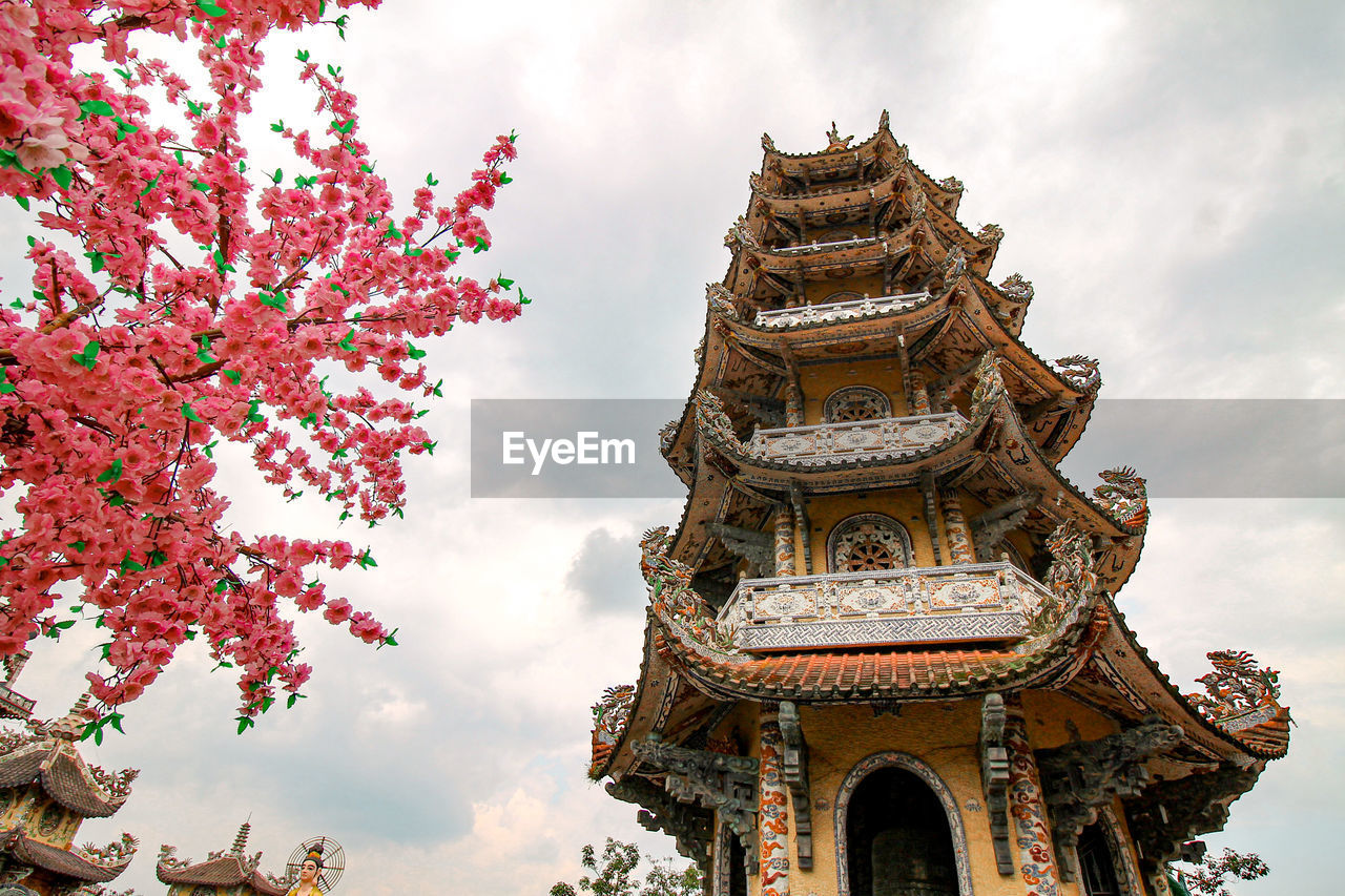 Low angle view of linh phuoc pagoda against sky