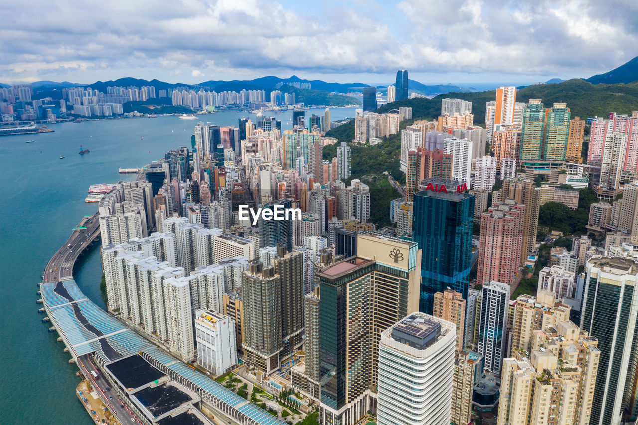 AERIAL VIEW OF CITY AND BUILDINGS