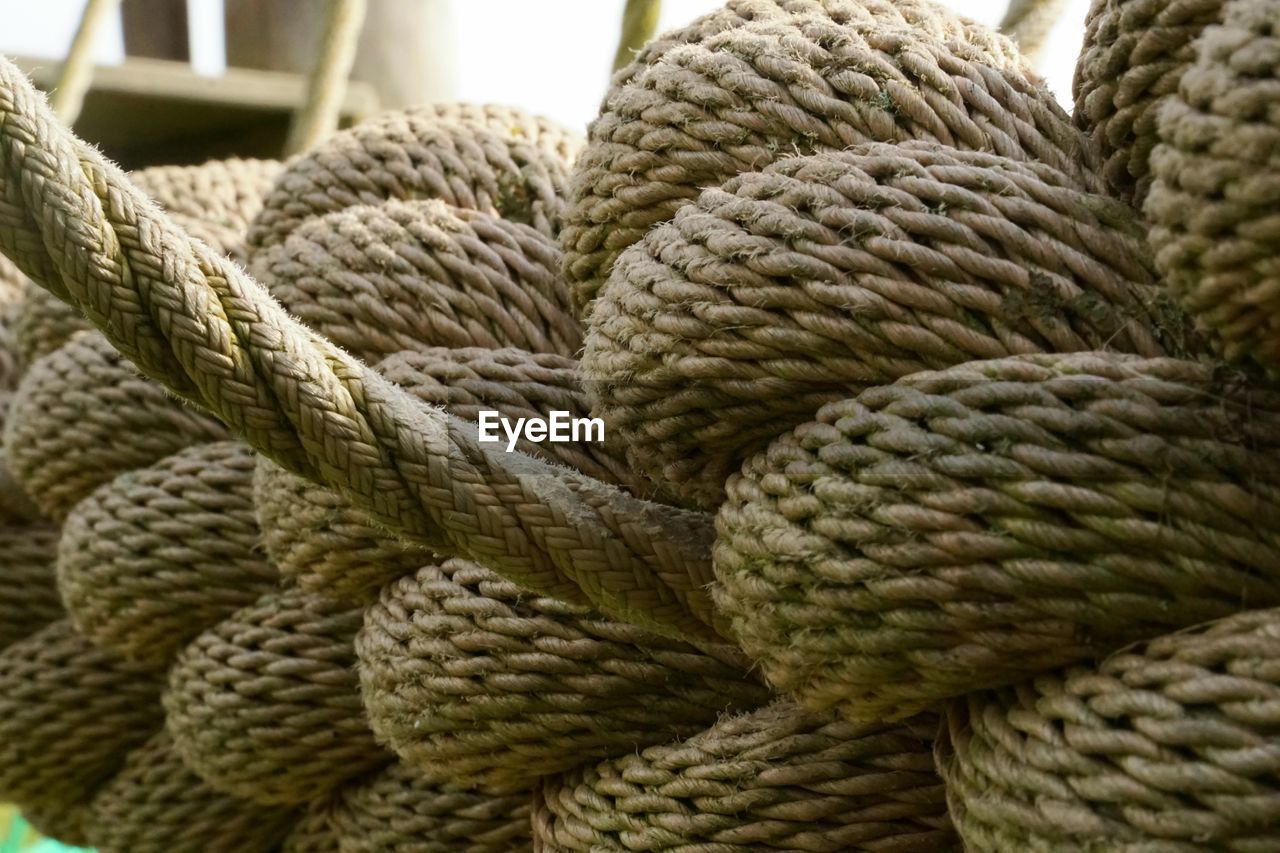 Close-up of ropes tied up of rope