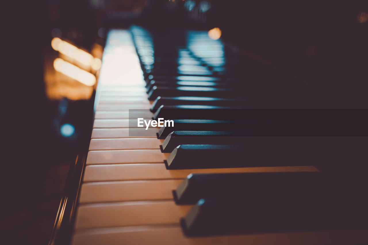 high angle view of piano keys