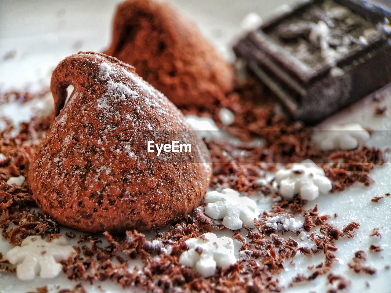 Close-up of chocolate candy truffle