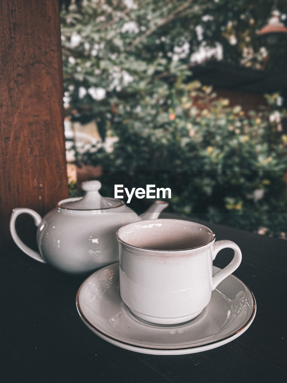 close-up of coffee cup on table