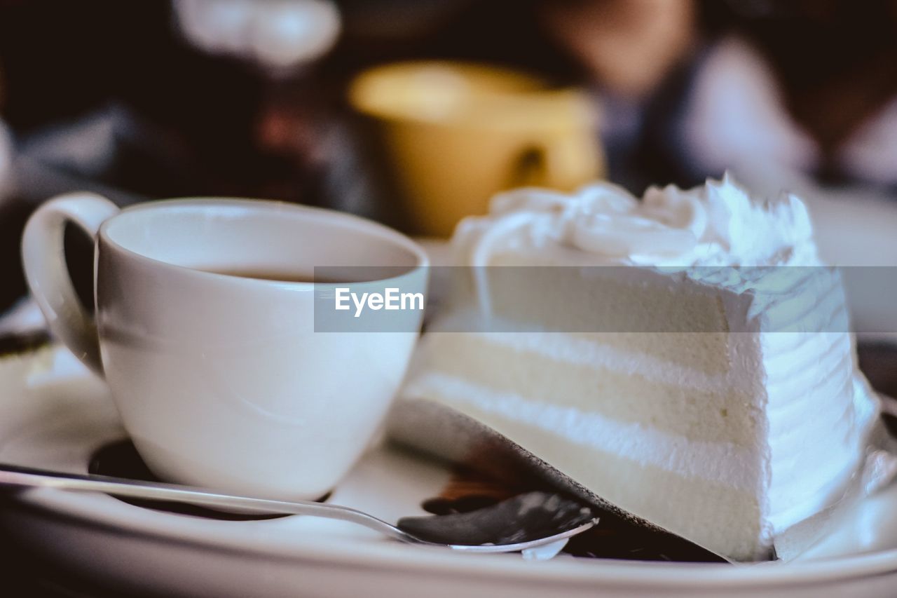 Close-up of dessert in plate on table