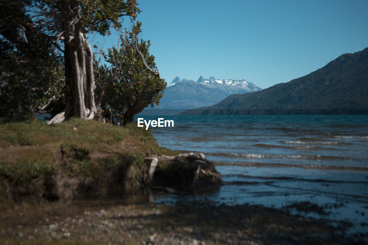 Scenic view of sea against clear sky