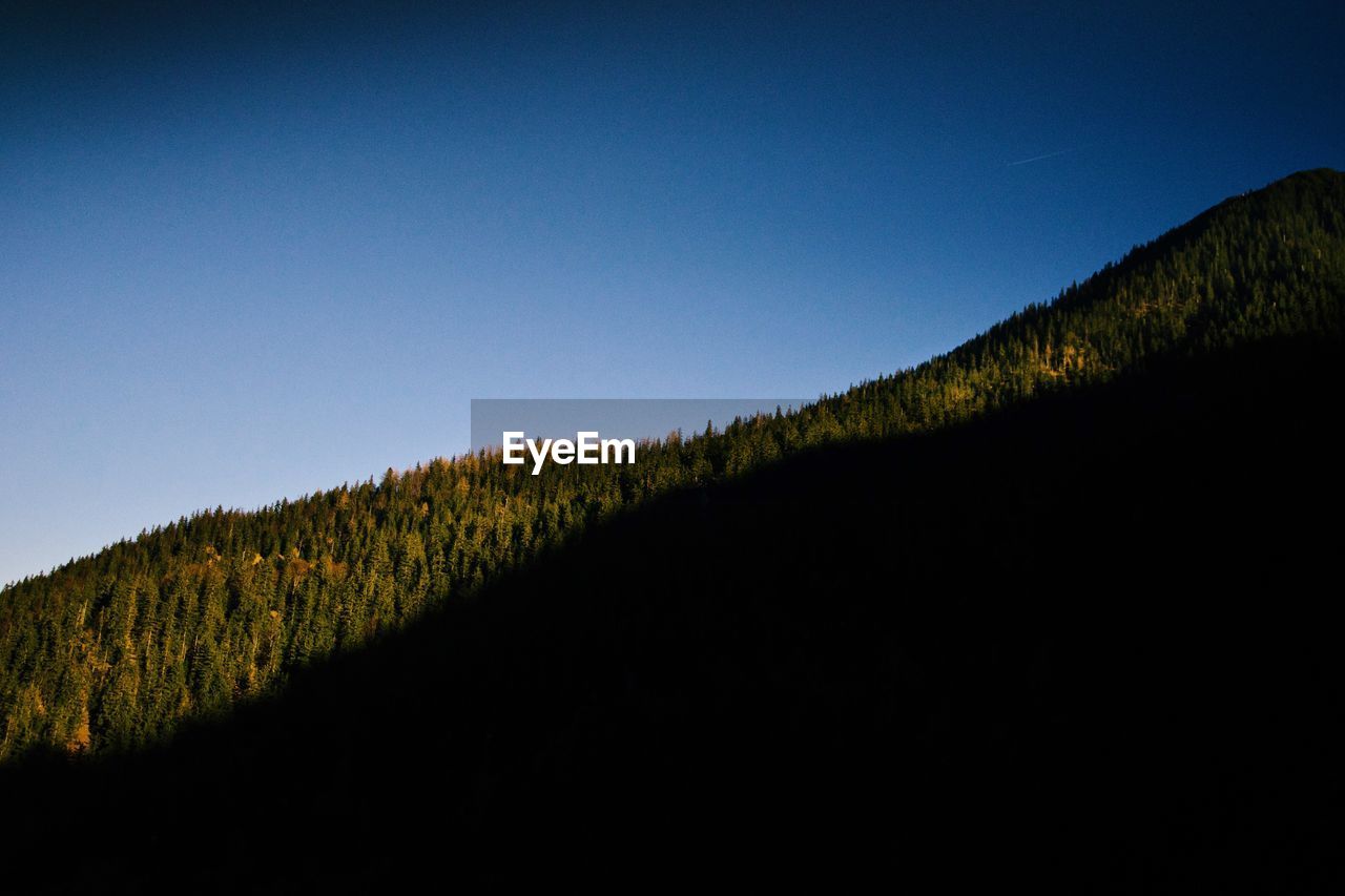 Scenic view of landscape against clear blue sky