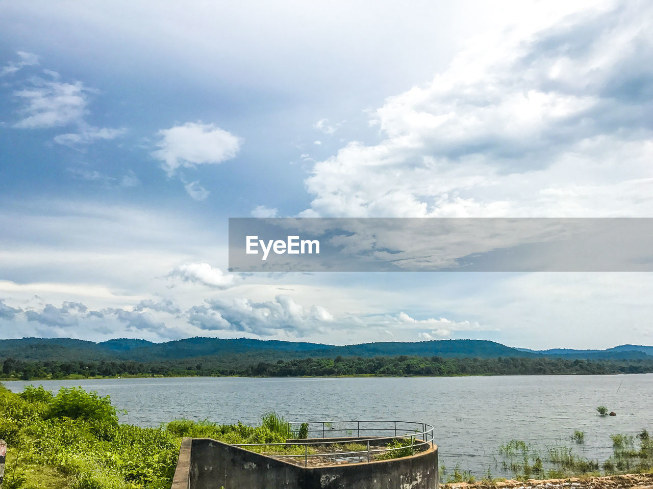 SCENIC VIEW OF LAKE AGAINST CLOUDY SKY