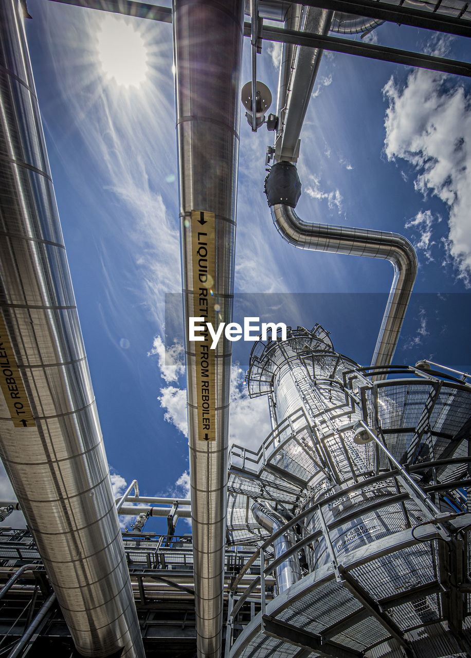 Natural gas plant structures against blue sky
