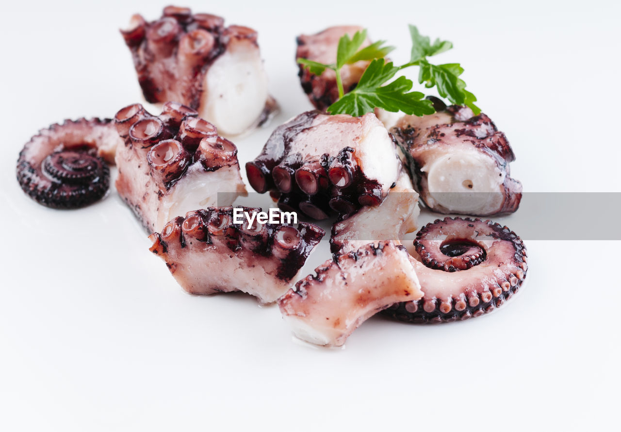 High angle view of octopus in plate