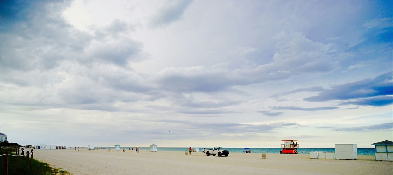 VIEW OF BEACH AGAINST CLOUDY SKY