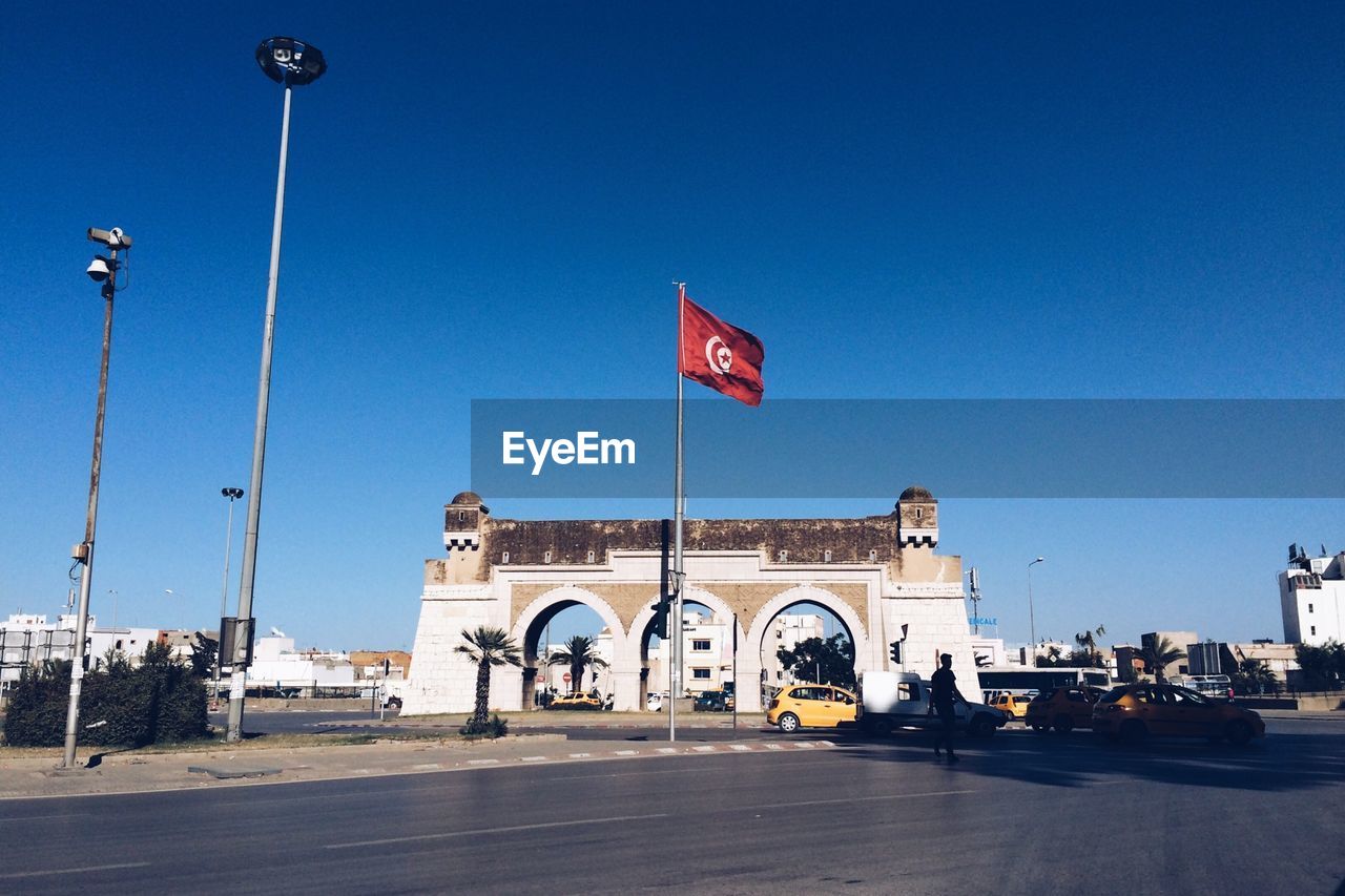 Flag in the center of road