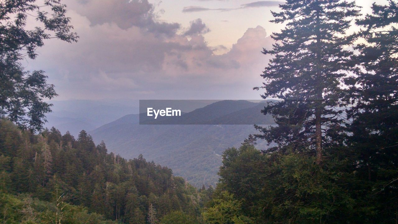 Scenic view of mountain against cloudy sky