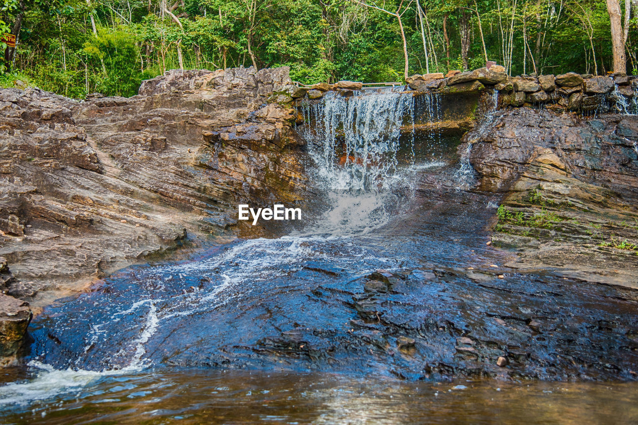 View of waterfall in forest