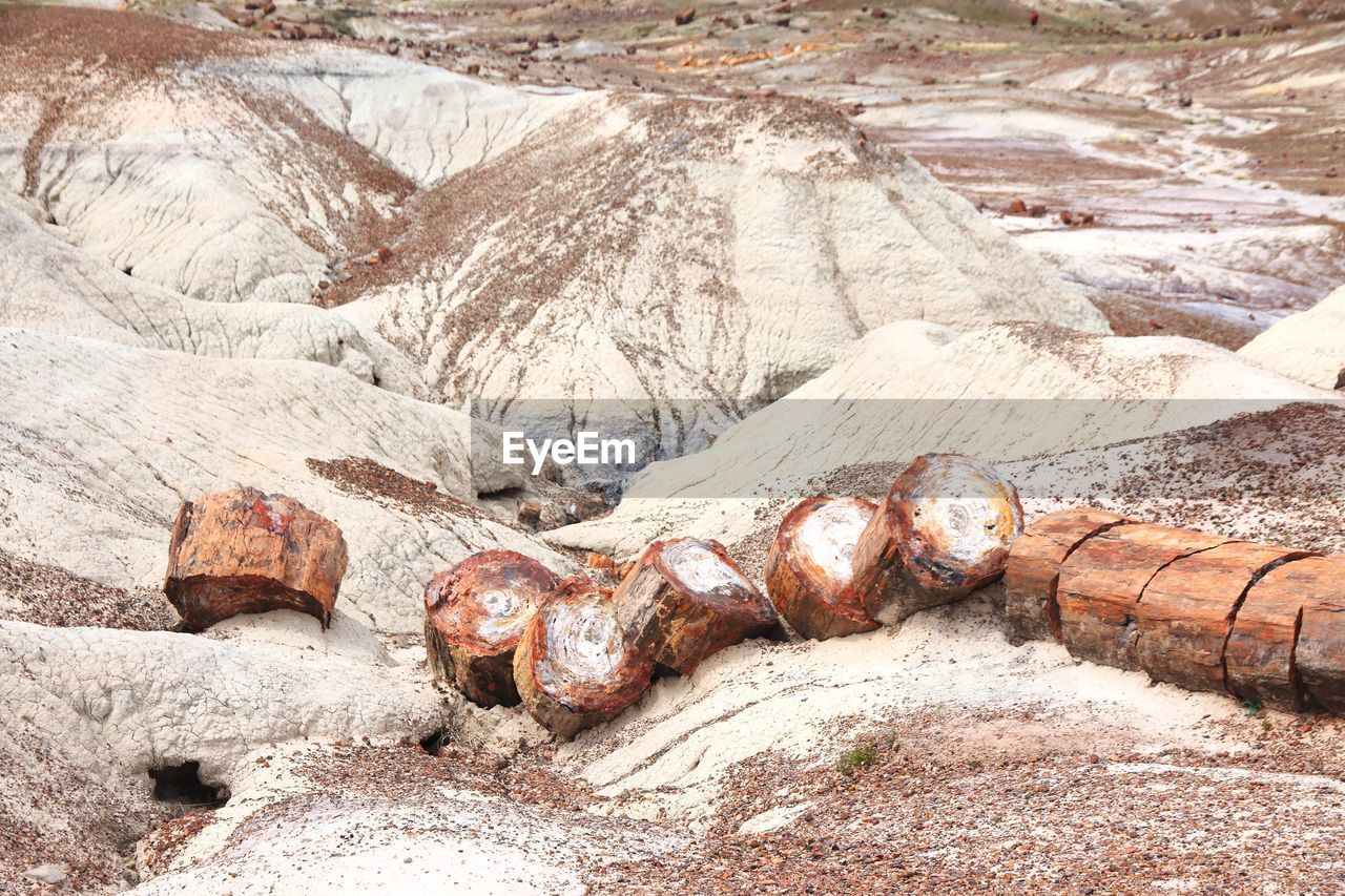 Aerial view of rocks on land