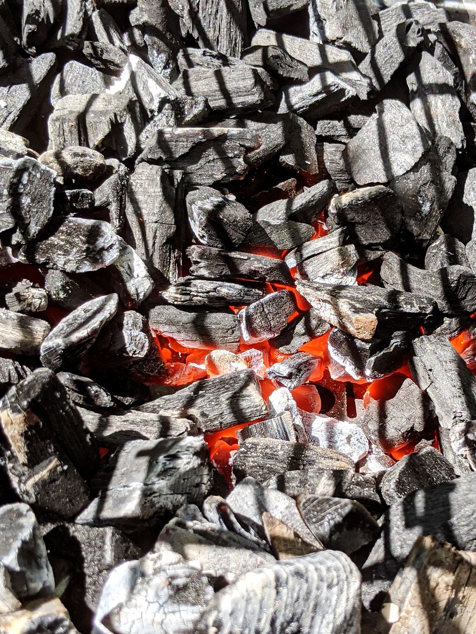 Full frame shot of coal embers