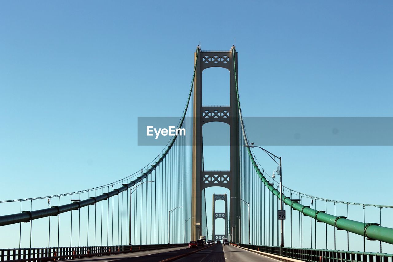 Suspension bridge against clear sky