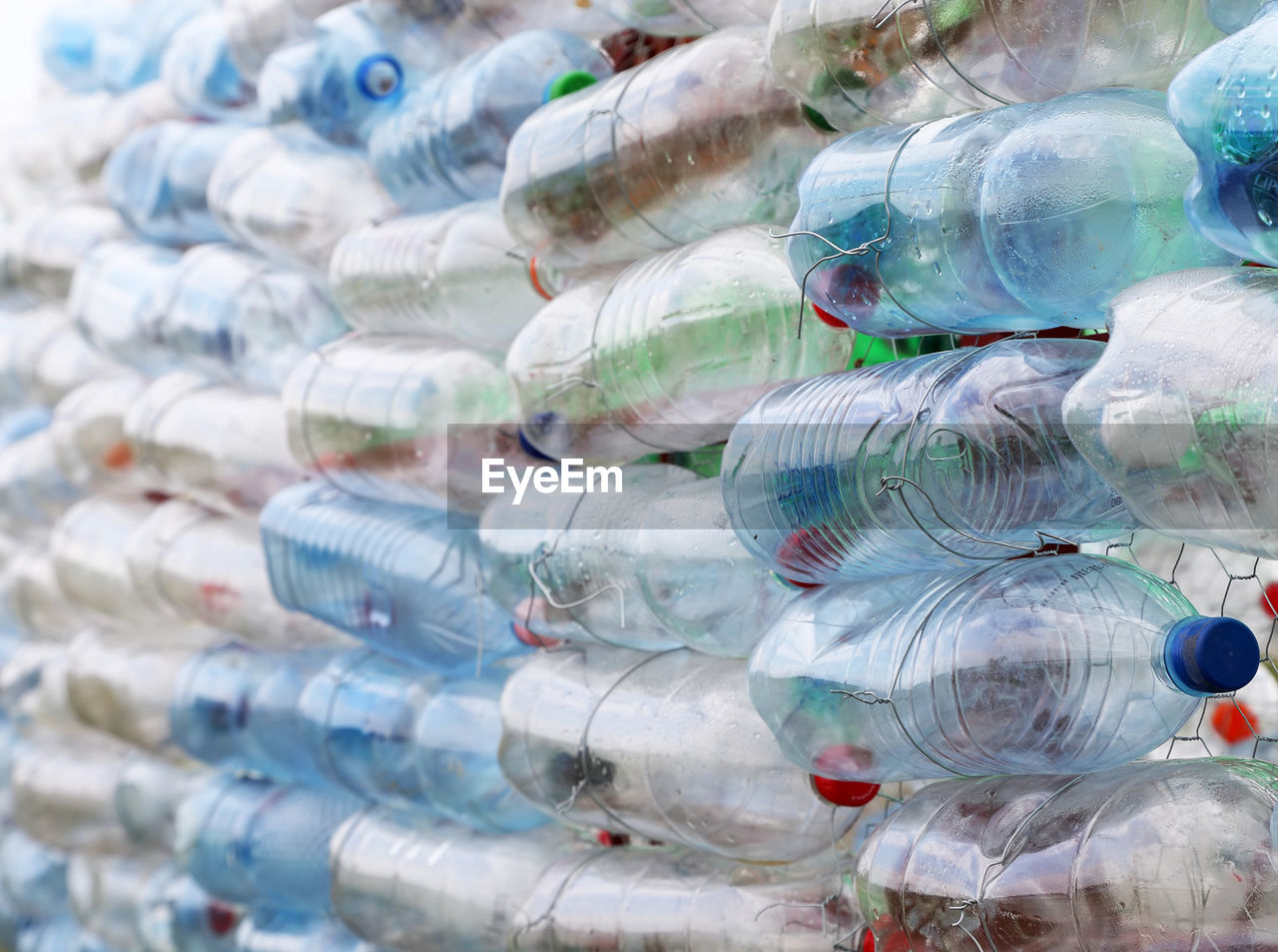 Full frame shot of plastic bottles