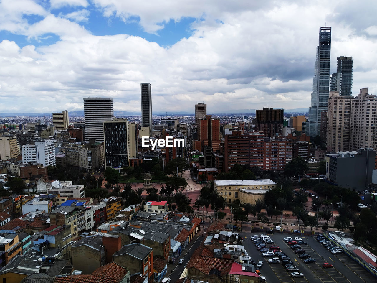 High angle view of cityscape against sky, bogotá colombia 