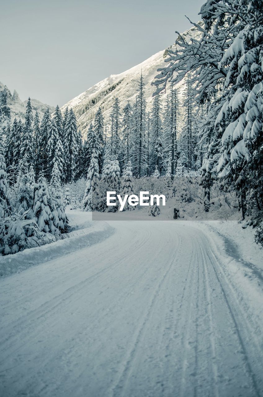 Scenic view of snow covered mountains against sky