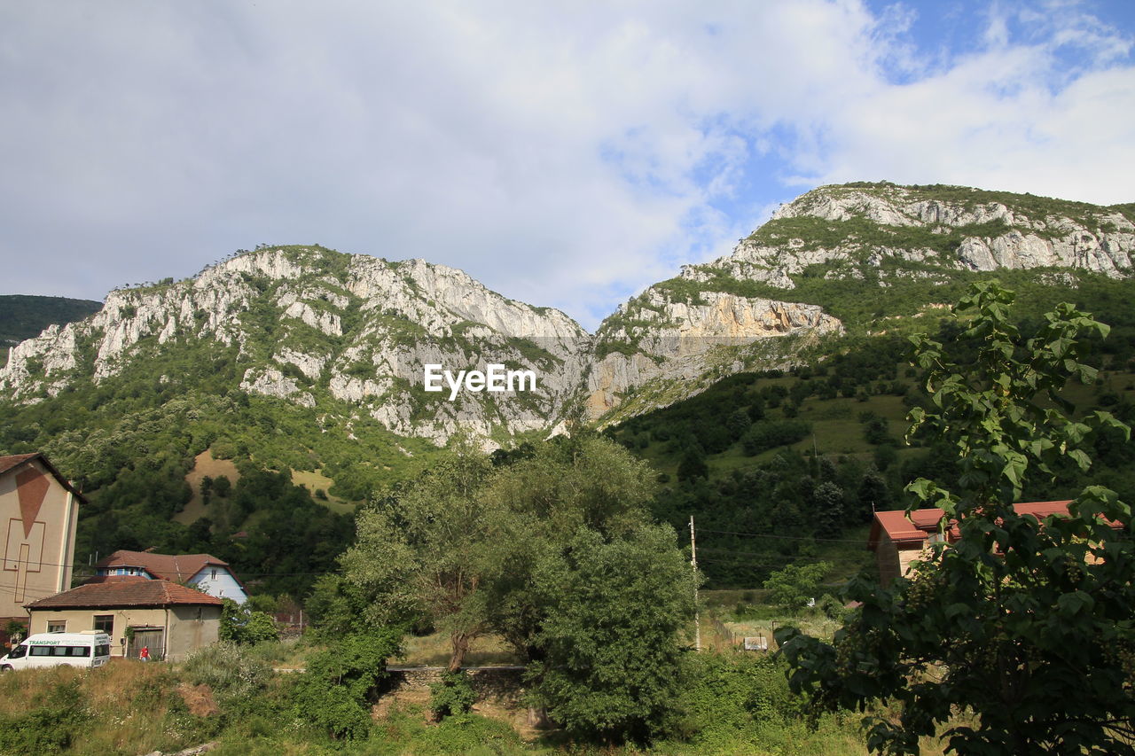 Low angle view of mountains against sky