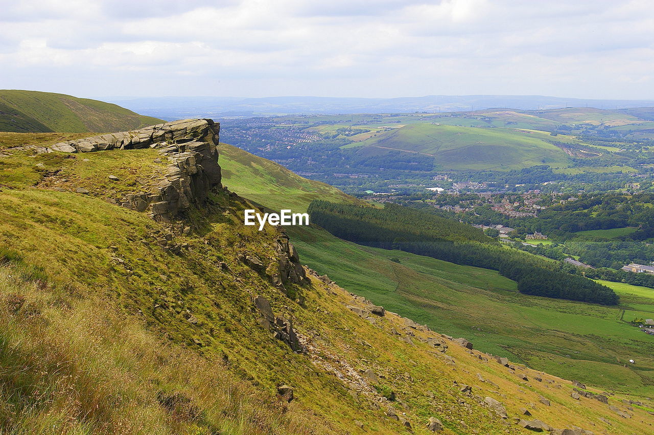 SCENIC VIEW OF LANDSCAPE AND MOUNTAINS AGAINST SKY