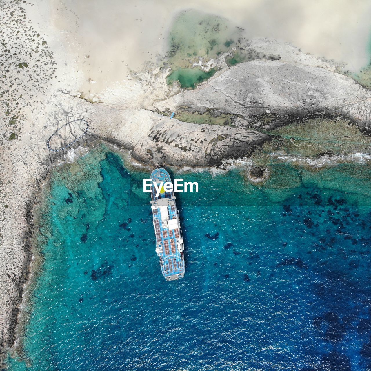 Aerial view of boat on sea