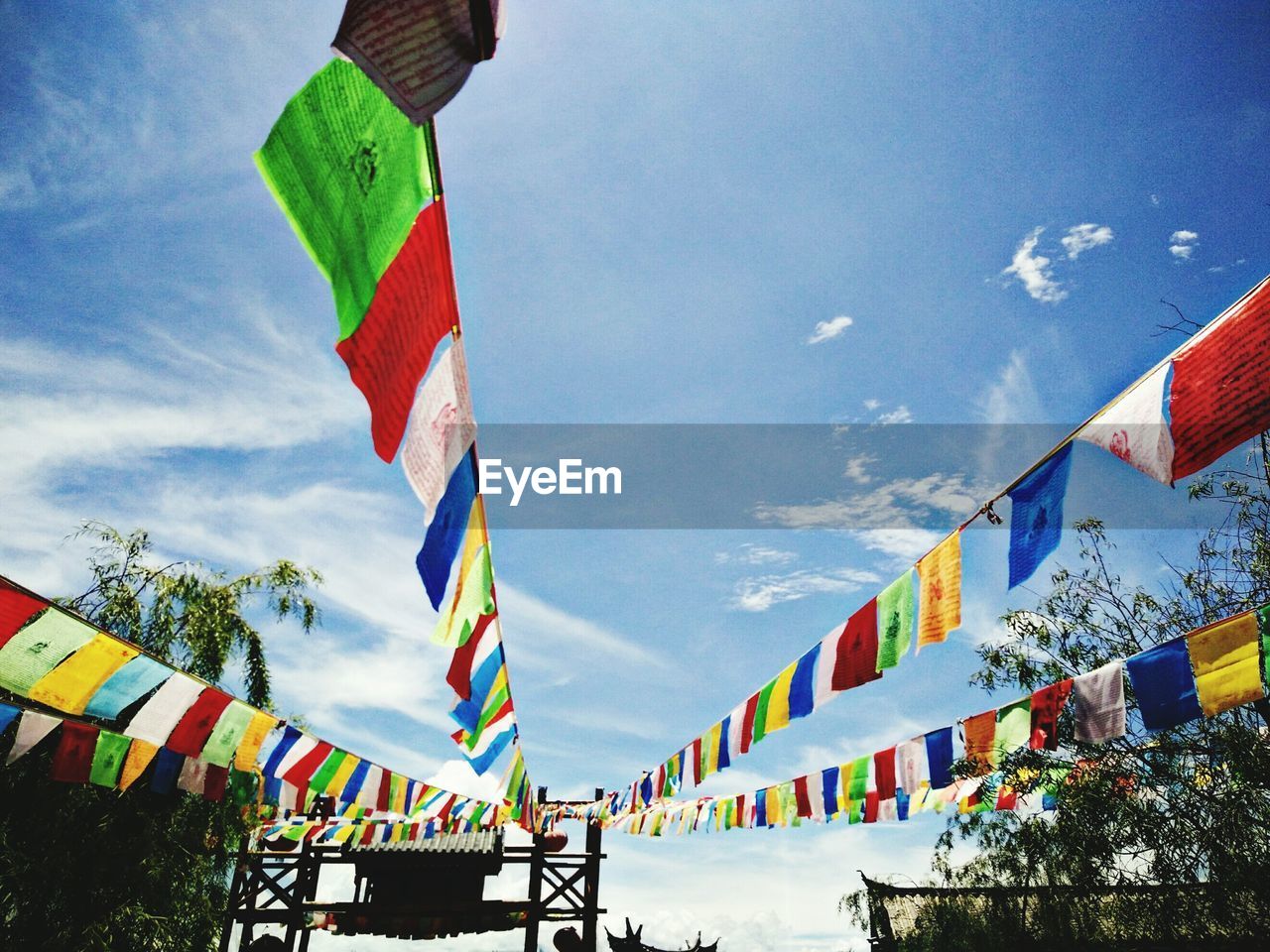 LOW ANGLE VIEW OF FLAGS AGAINST SKY