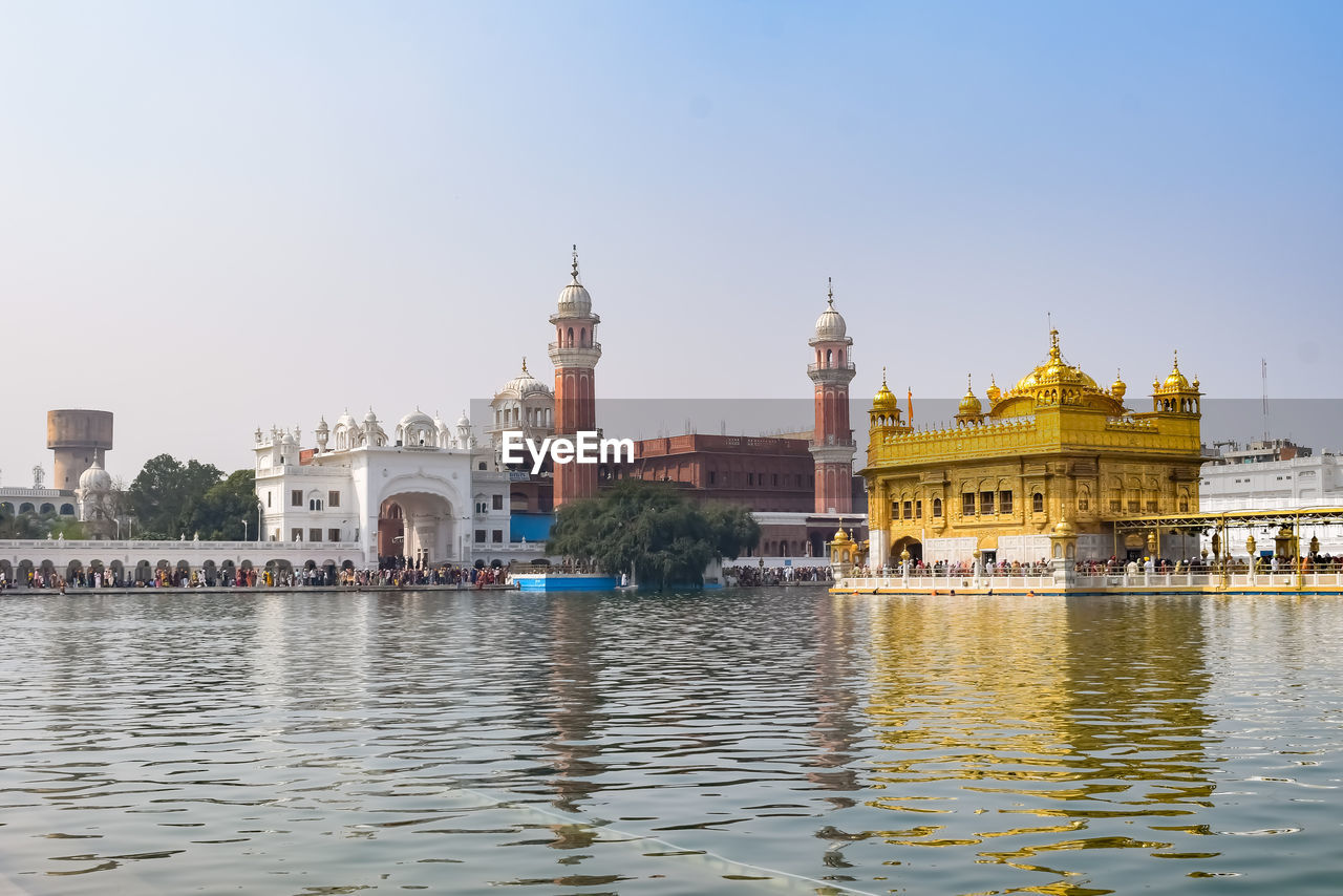 Beautiful view of golden temple - harmandir sahib in amritsar, punjab, india, famous indian sikh