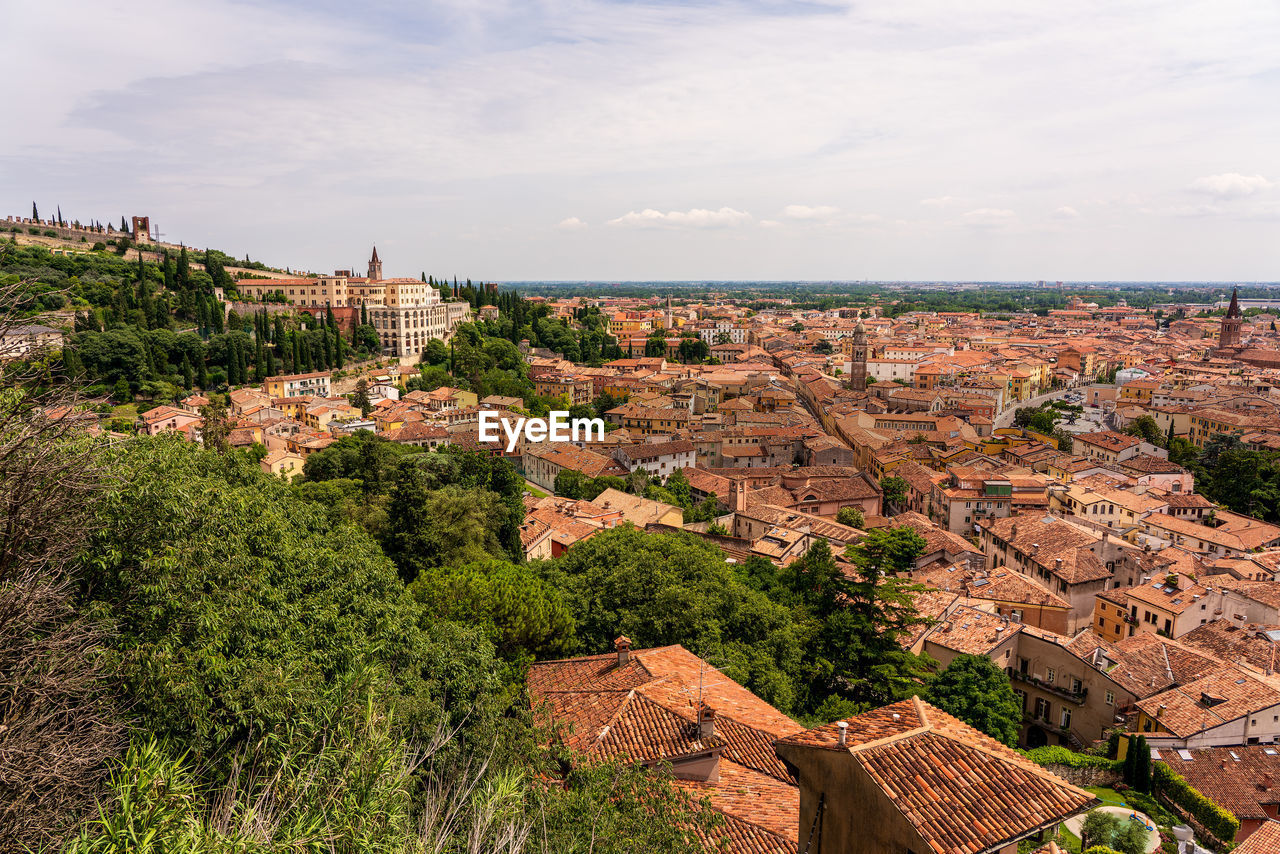 Panoramic view of the old town of verona in italy.