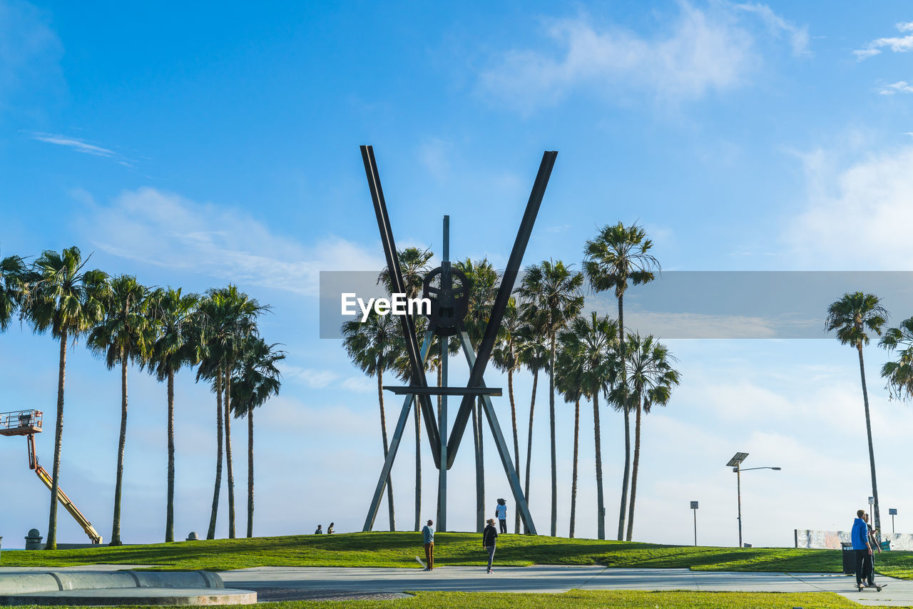 PANORAMIC VIEW OF PALM TREES ON SUNNY DAY