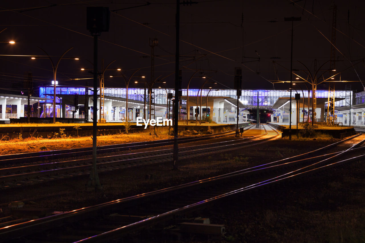 RAILROAD STATION PLATFORM AT NIGHT