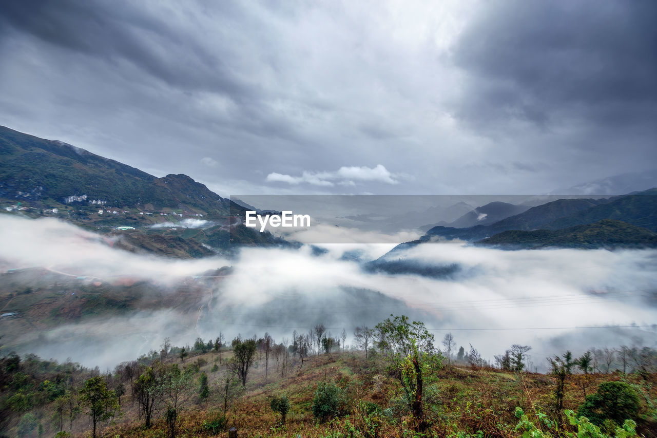 Scenic view of mountains against sky