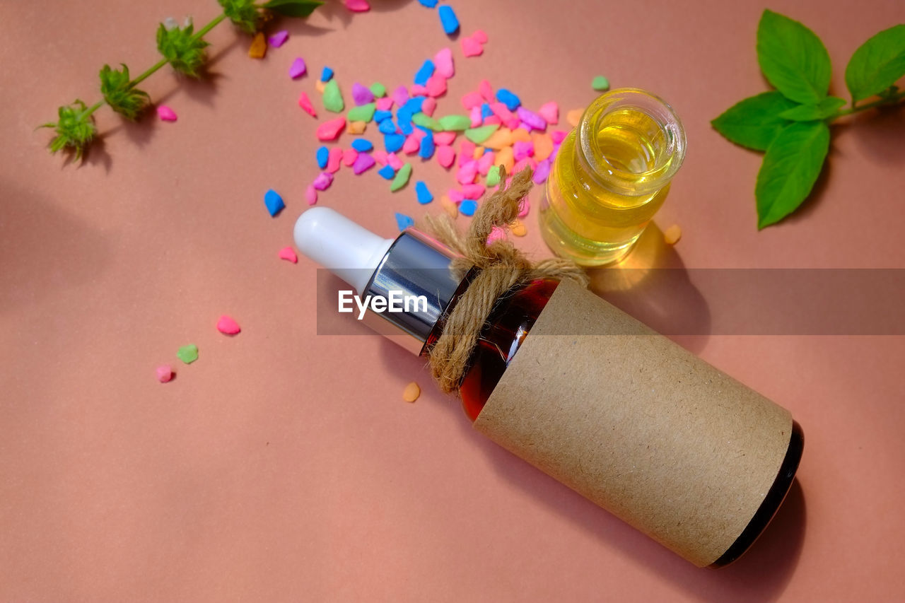 Directly above shot of medicines on table