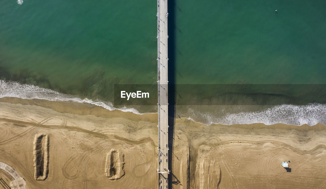 Aerial view of bridge at beach