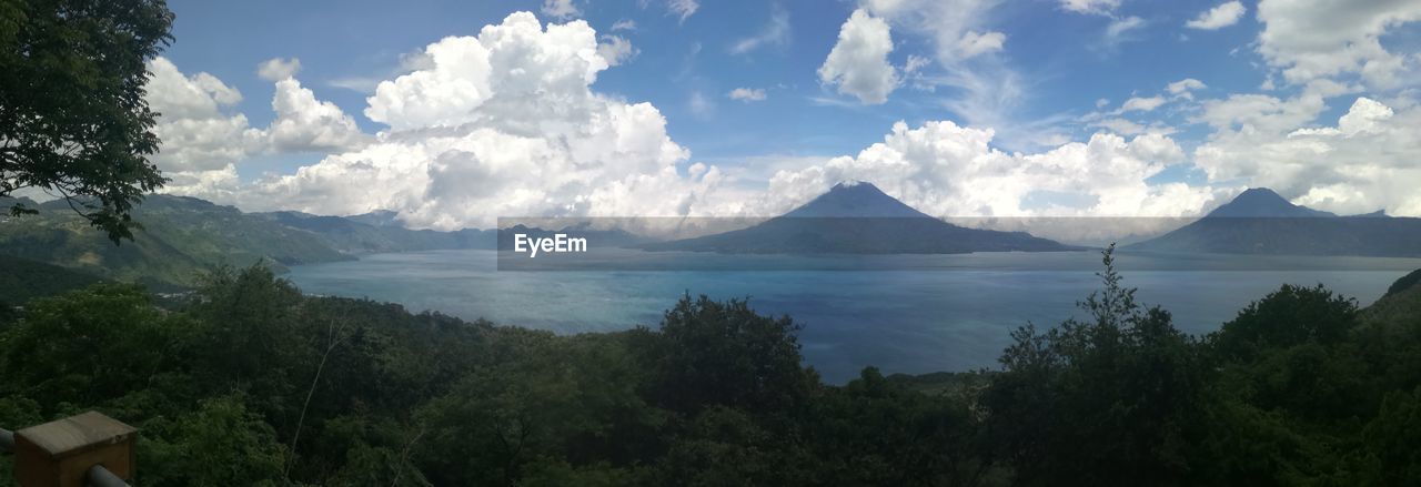 Panoramic view of landscape and mountains against sky