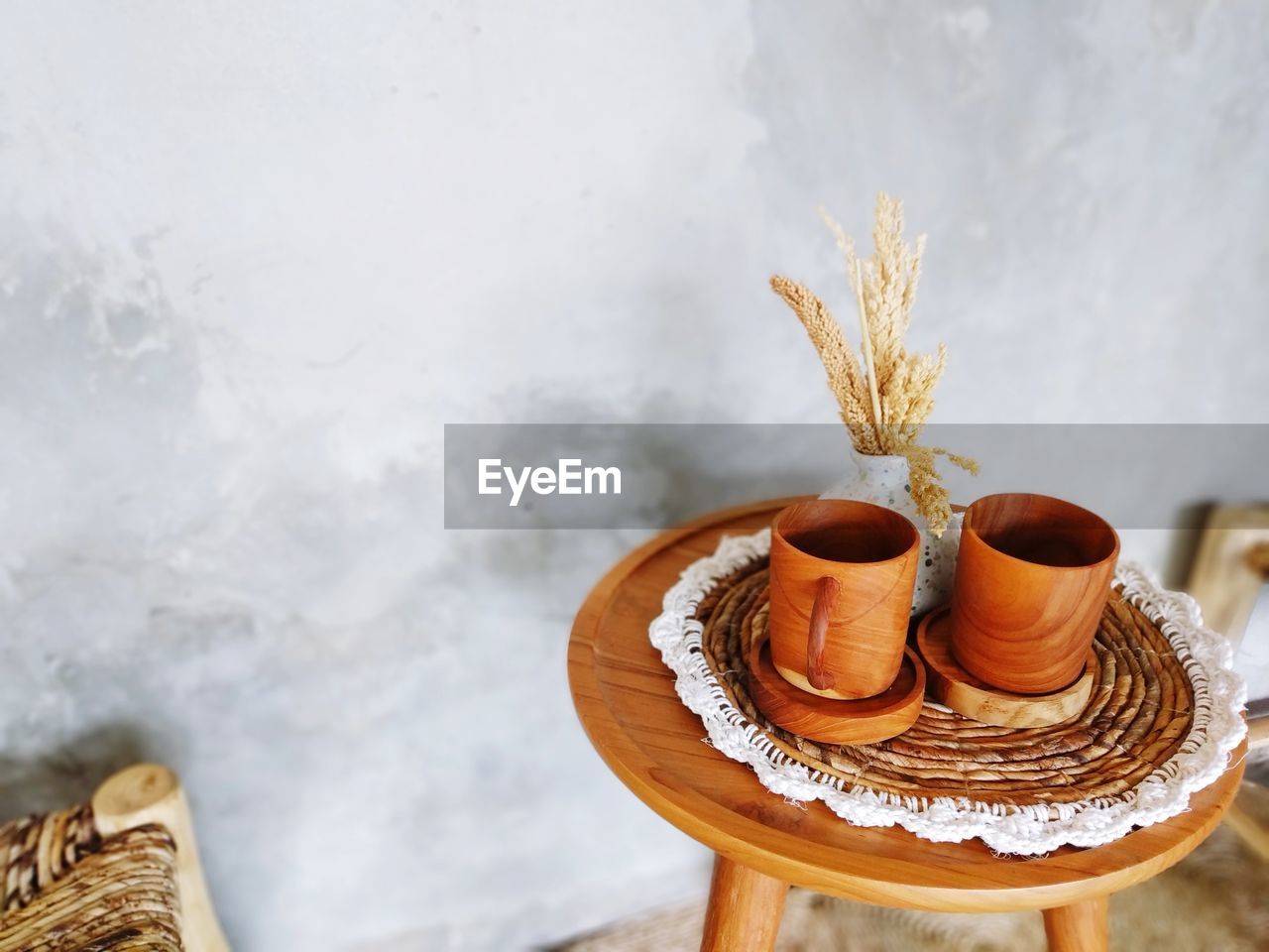 High angle view of potted plant on table
