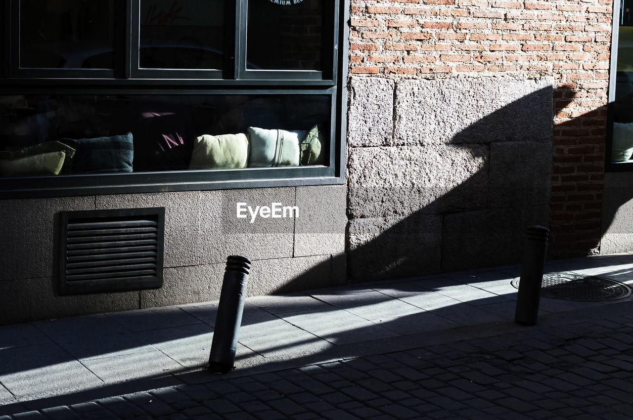 Shadow of window on tiled floor