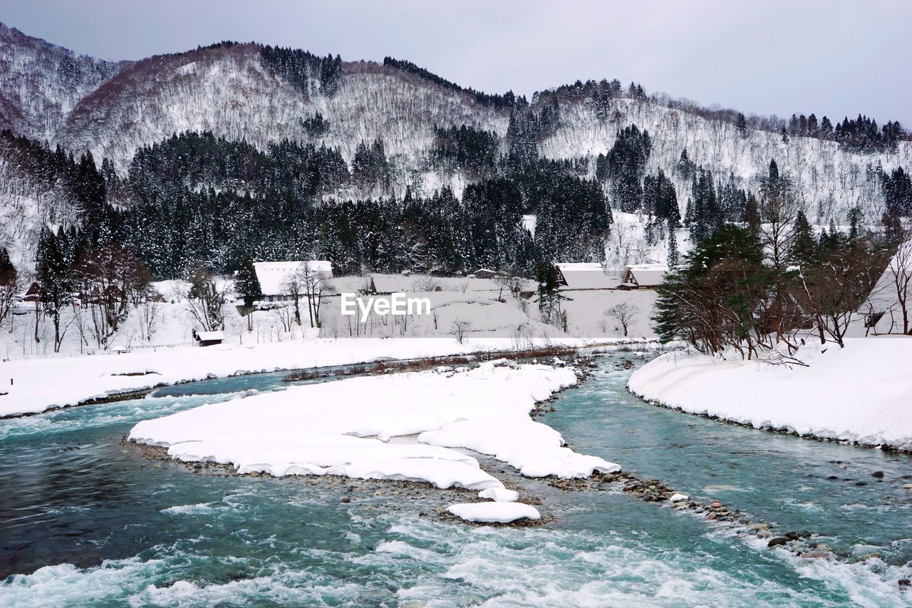 Scenic view of snow covered mountain