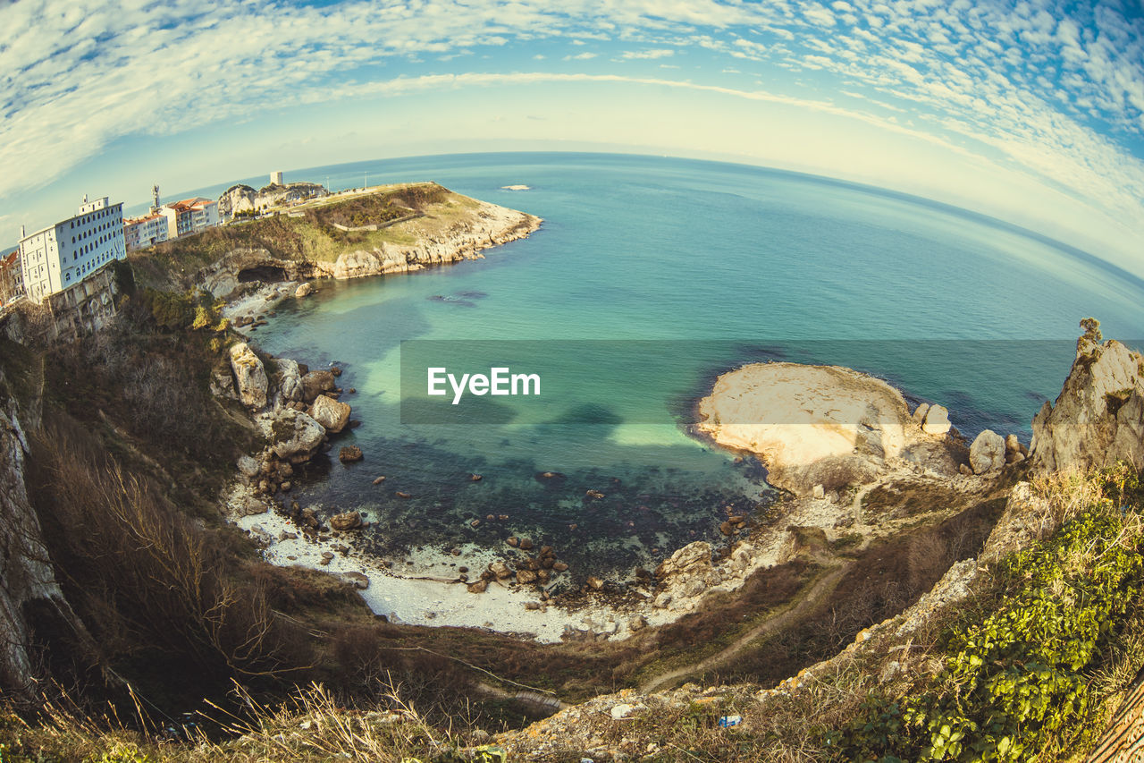 High angle view of beach against sky