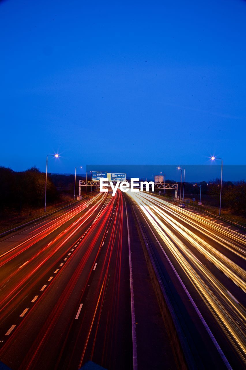 Light trails on highway at night