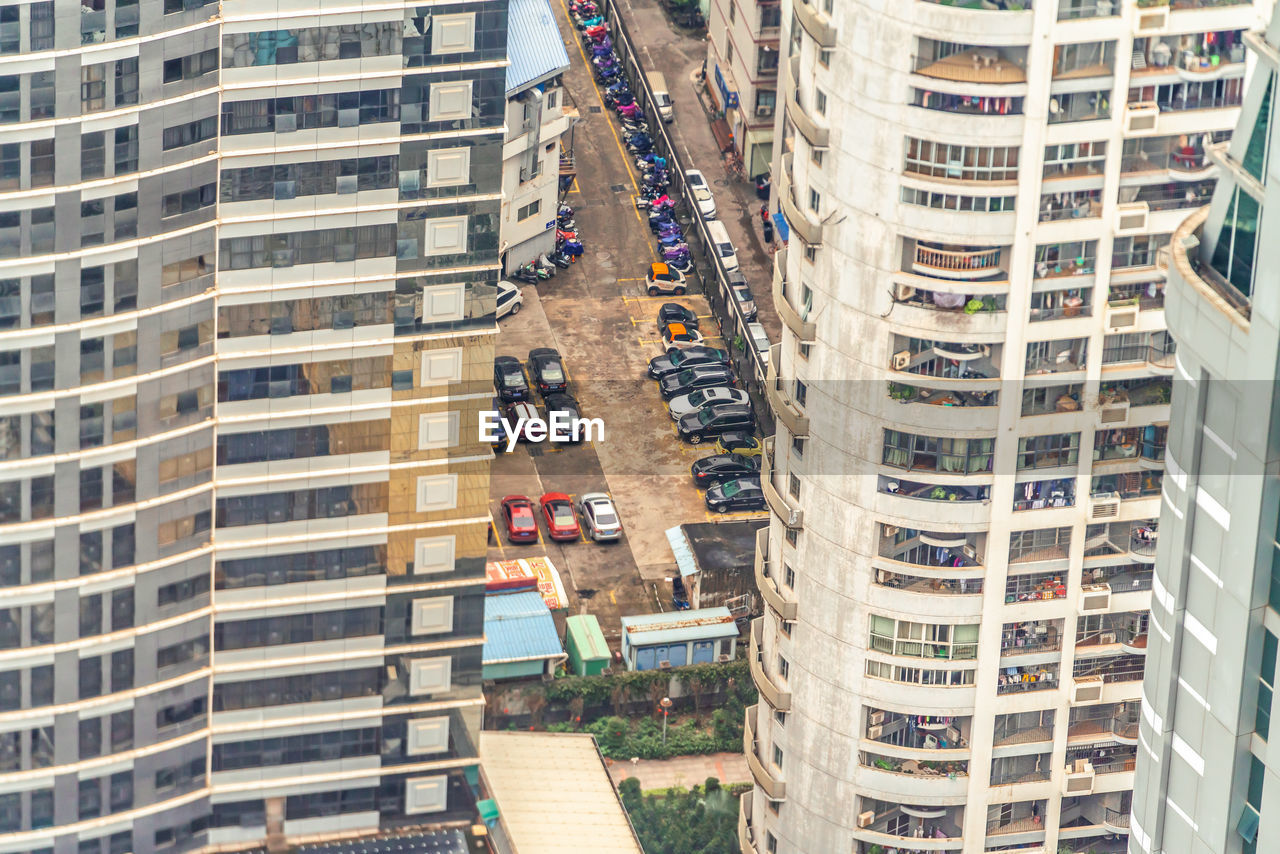 HIGH ANGLE VIEW OF RESIDENTIAL BUILDINGS