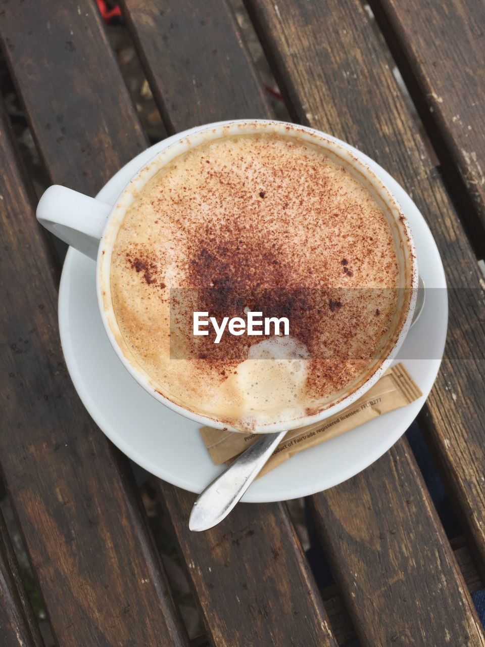 High angle view of coffee on table